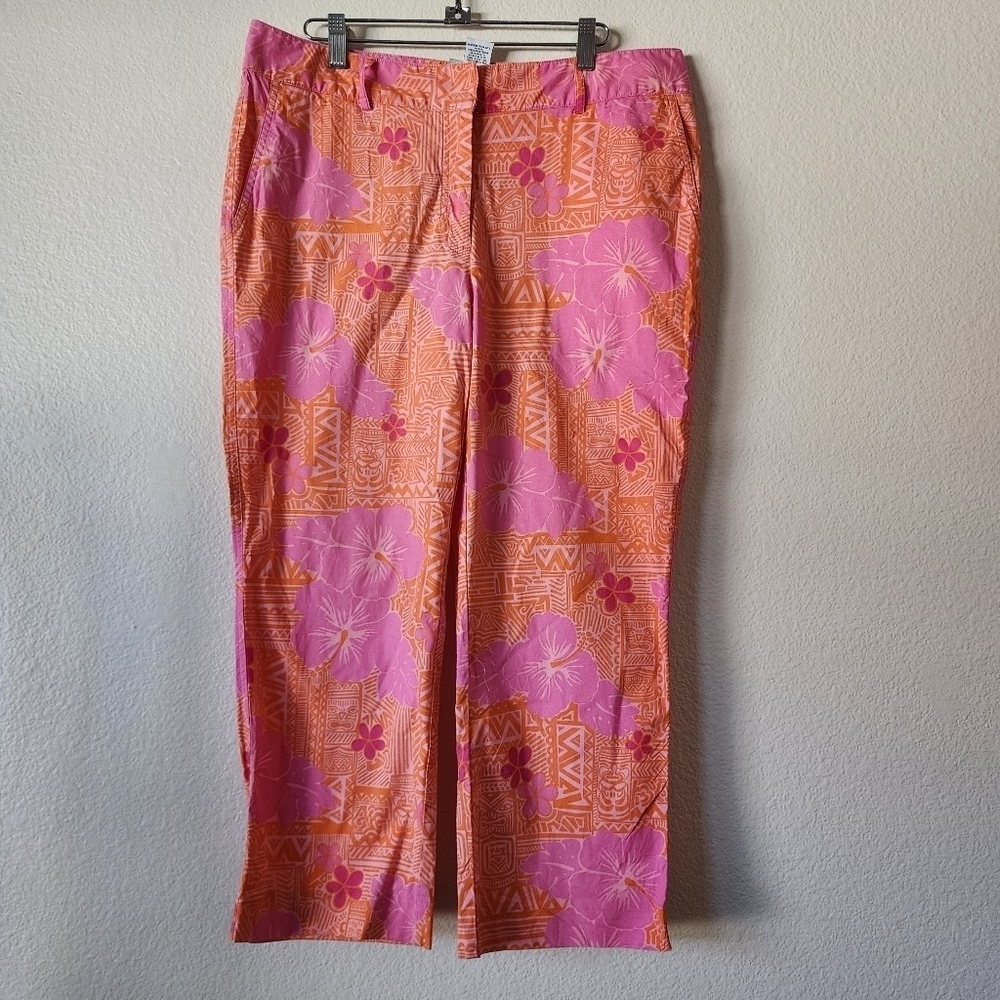 Lilly Pulitzer White Lable Sneaky Tiki Blocks Pants 12
